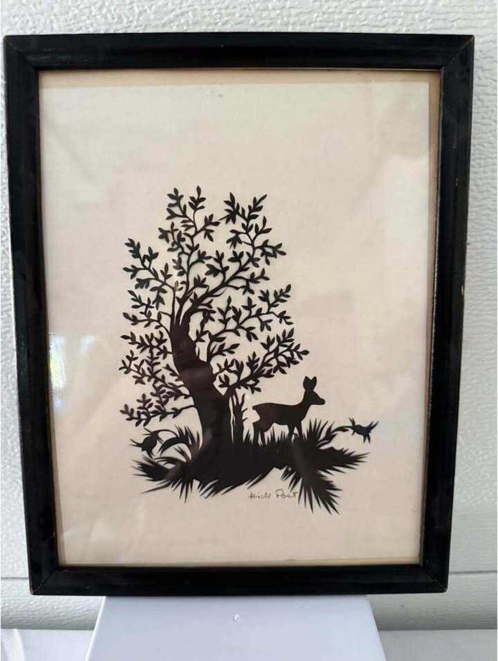 Vintage Heidi Poet Signed Scherenschnitte Paper Cut Art